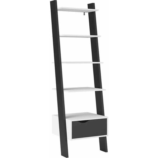 Oslo 1 Drawer Leaning Bookcase - White/blk