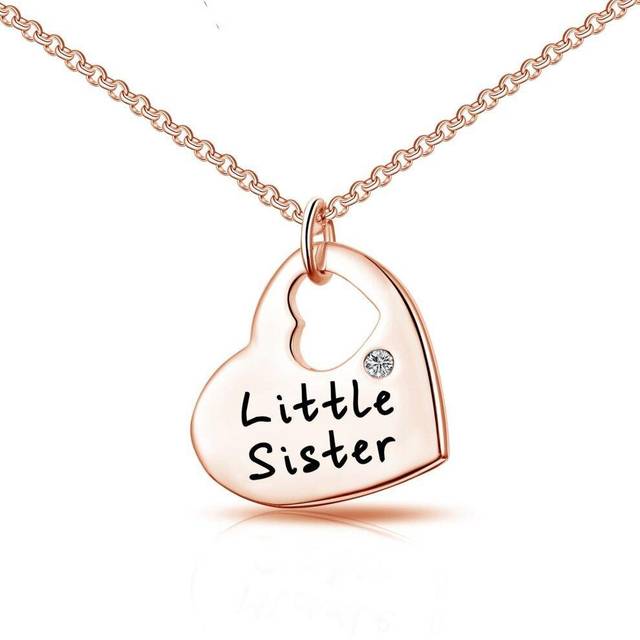 Rose gold plated little sister heart necklace created with zircondia® crystals