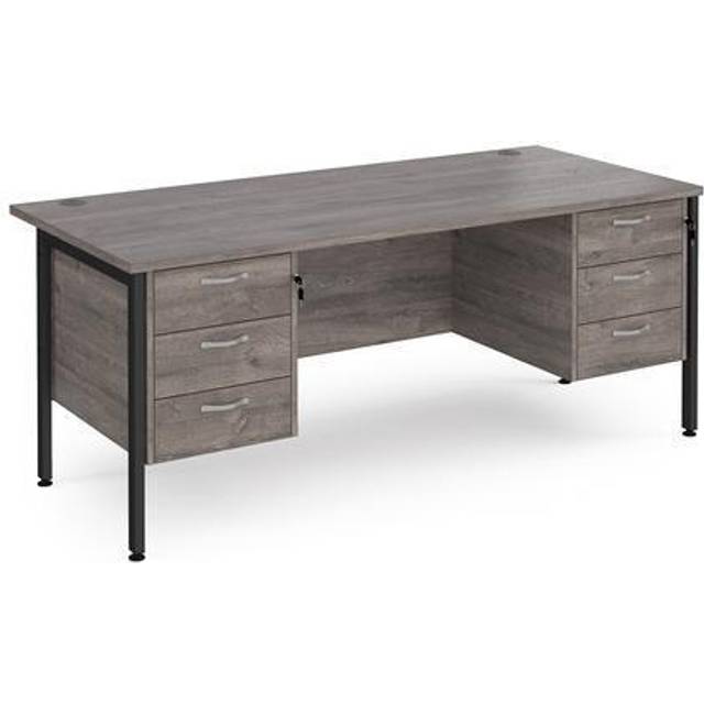 Maestro 25 straight desk 1800mm x 800mm with two x 3 drawer pedestals - black H-frame leg, grey oak top
