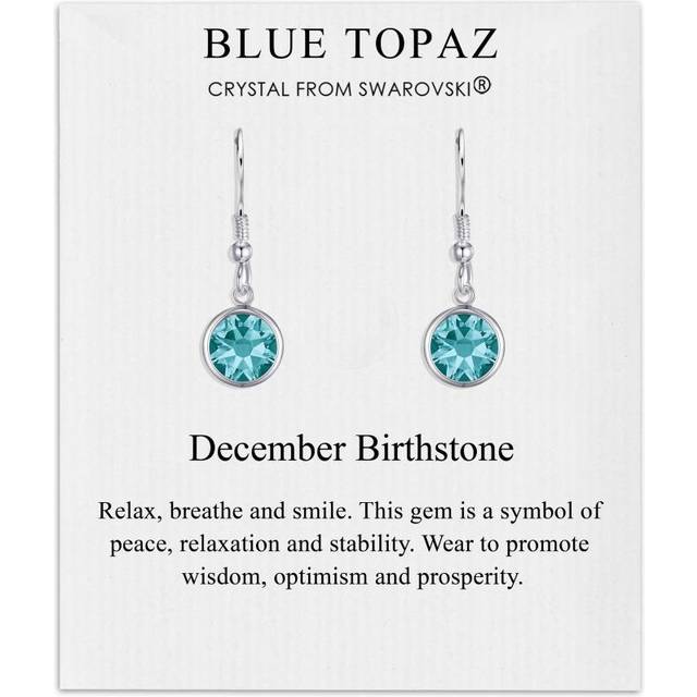 December Birthstone Drop Earrings Created with Blue Topaz Swarovski Crystals