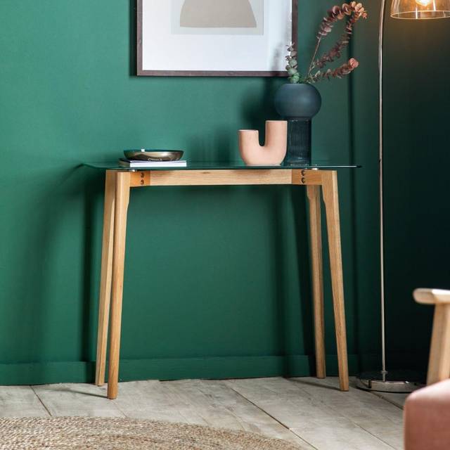 Brea Console Table, Glass - Brea Light Wood