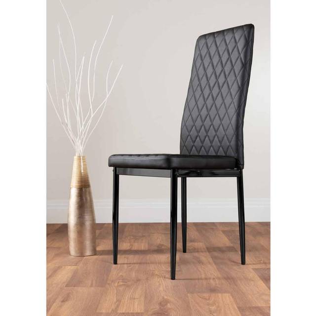 Furniturebox Valera Set of 4 Black Faux Leather Dining Chair