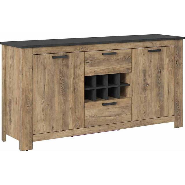 Rapallo 2 Door 2 Drawer Sideboard w/ Wine Rack - Brown/Grey, Grey