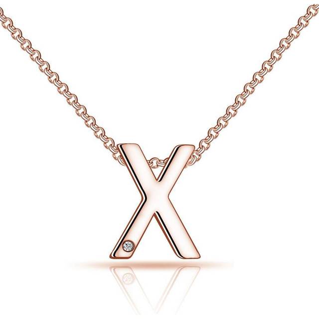 Rose gold plated initial necklace letter x created with zircondia® crystals