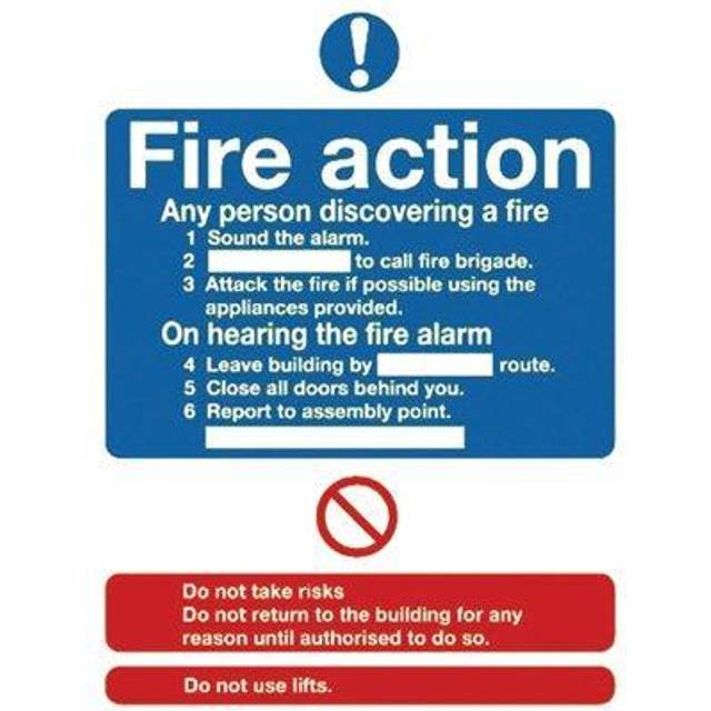 Safety Sign Niteglo Fire Action 300x250mm Self-Adhesive