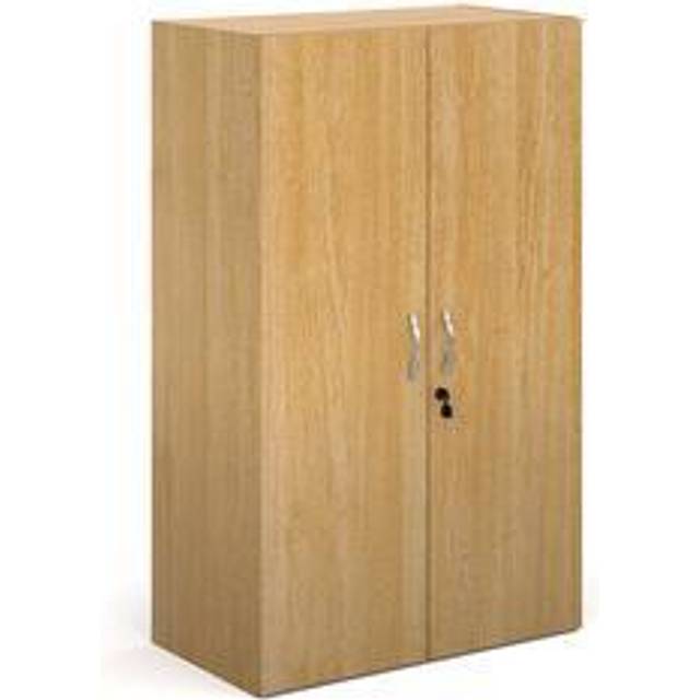 Contract double door cupboard 1230mm high with 2 shelves - oak - Oak