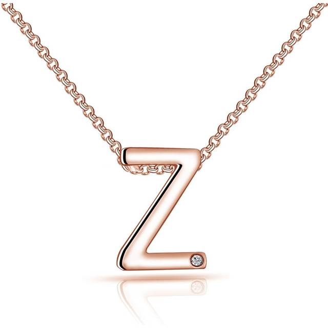 Rose gold plated initial necklace letter z created with zircondia® crystals