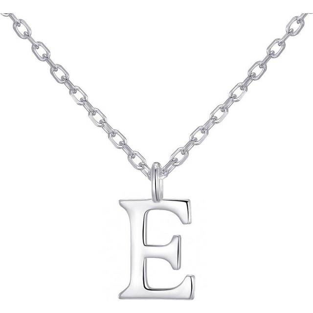 Sterling Silver Initial E Necklace - Multicoloured