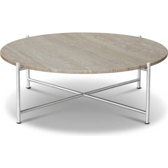 Handvärk - Round Coffee Table - Soffbord - Beige Marble/Stainless Steel 90 - Ø96 x H32 x B96 cm