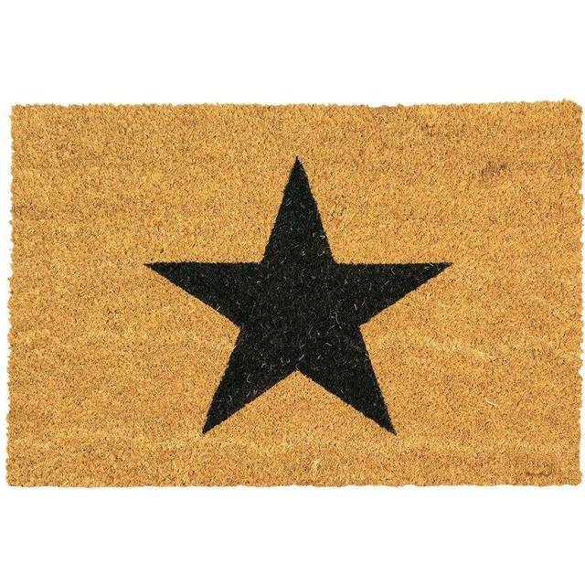 90cm x 60cm Black Star Coir Door Mat