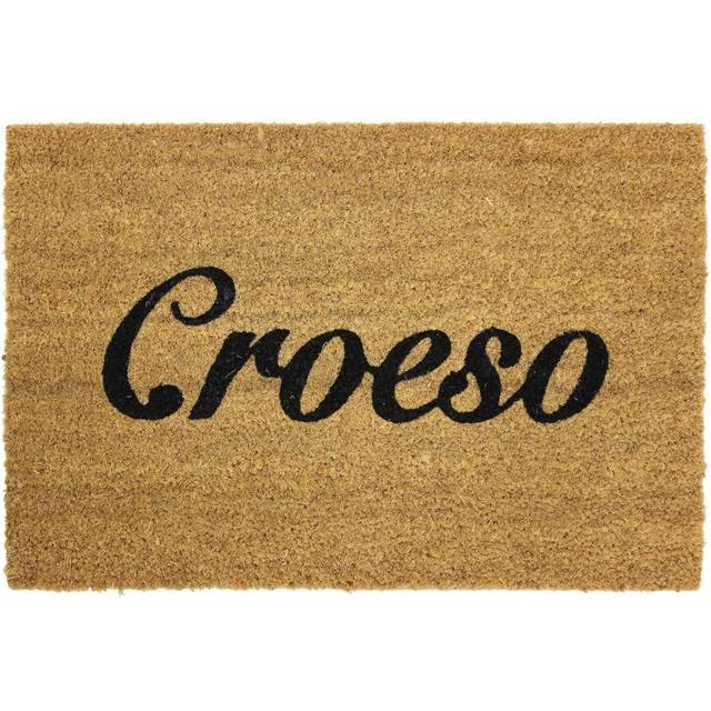 JVL Croesco Design Latex Backed Coir Entrance Door Mat, Brown, 40 x 60 cm