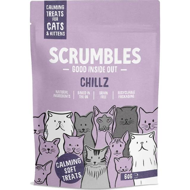 Scrumbles Gut Friendly Cat Kitten Treats Grain Free Natural Recipe 60g - Calming - Chicken Chillz