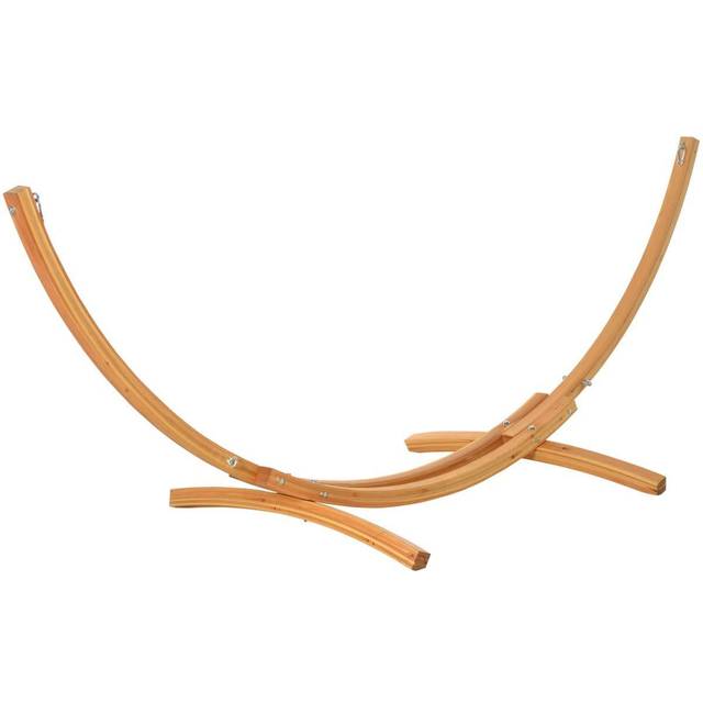 Outsunny 3M Wooden Hammock Stand Universal Garden Picnic Camp Accessories - Brown, Brown