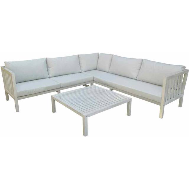 Charles Bentley White Washed Wooden Corner Lounge Set, White