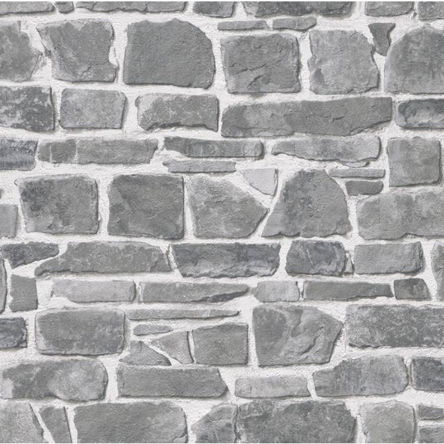 Grey stone wall wallpaper feature wall brick - rasch 265620