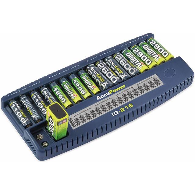 AccuPower IQ216 Batteriladdare NiCd, NiMH AAA (R03), AA (R6), 9V block (6F22)