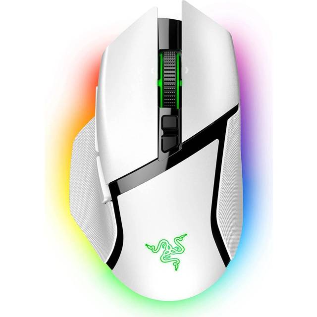 Razer Basilisk V3 Pro - anpassningsbar trådlös spelmus med Razer HyperScroll lutande hjul (Focus Pro 30K optisk sensor, 13-zoners krombelysning, 10+1 programmerbara knappar) Vit