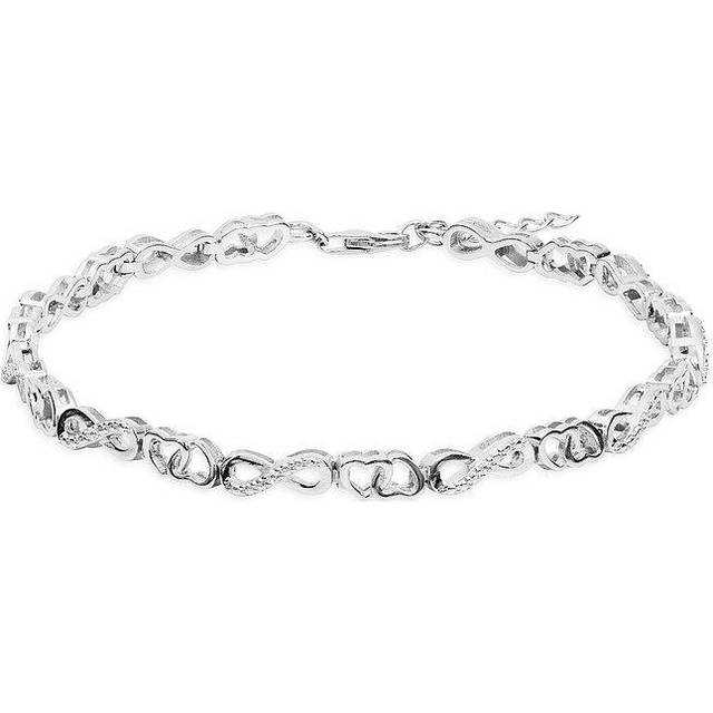 Amor armband 925 sterling silver damarm smycke, med cubic zirconia synth., 19+2 cm, silver, Levereras i presentförpackning, 9292219