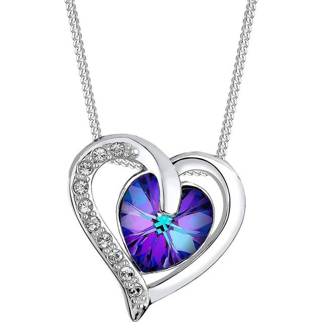 Elli damhalsband med berlock hjärta lyx silver 925 kristall e silver,violett