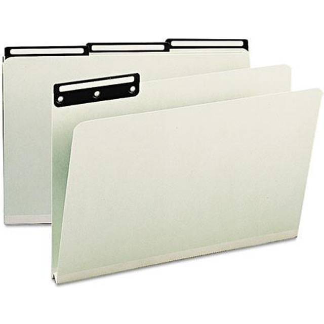 "Smead Pressboard File Folder  1/3-Cut Tab Flat Metal  1"""""""""""""""" Expansion  Legal Size  Gray/Green  25 per Box (18430)"