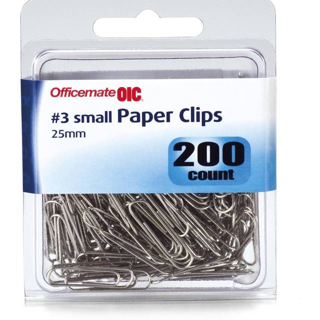 Officemate Small #3 Size Paper Clips  Silver  200 in Pack (97219)