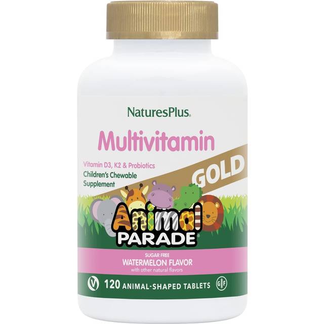 NaturesPlus  Animal Parade Gold  Children's Chewable Multivitamin Supplement  Watermelon  120 Animal-Shaped Tablets
