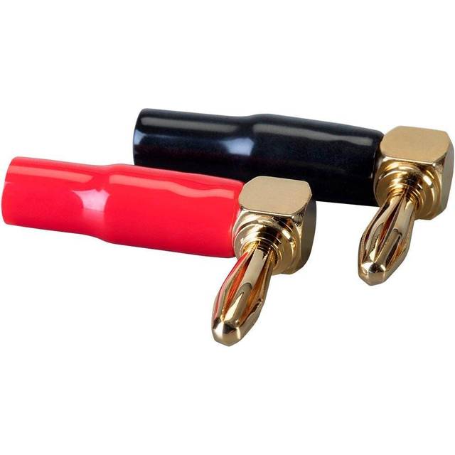 Monoprice 2 Pair Right Angle 24k Gold Plated Banana Speaker Wire Cable Screw Plug Connectors