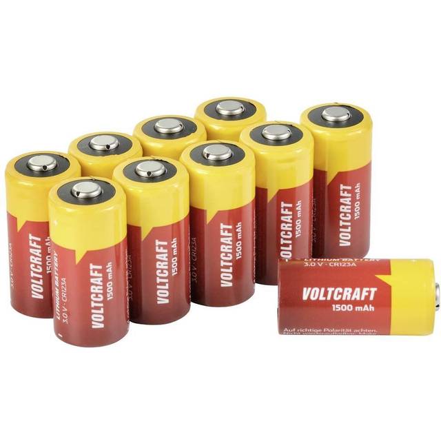 VOLTCRAFT CR123A 10pcs CR123A Fotobatteri Litium 1500 mAh 3 V 10 st