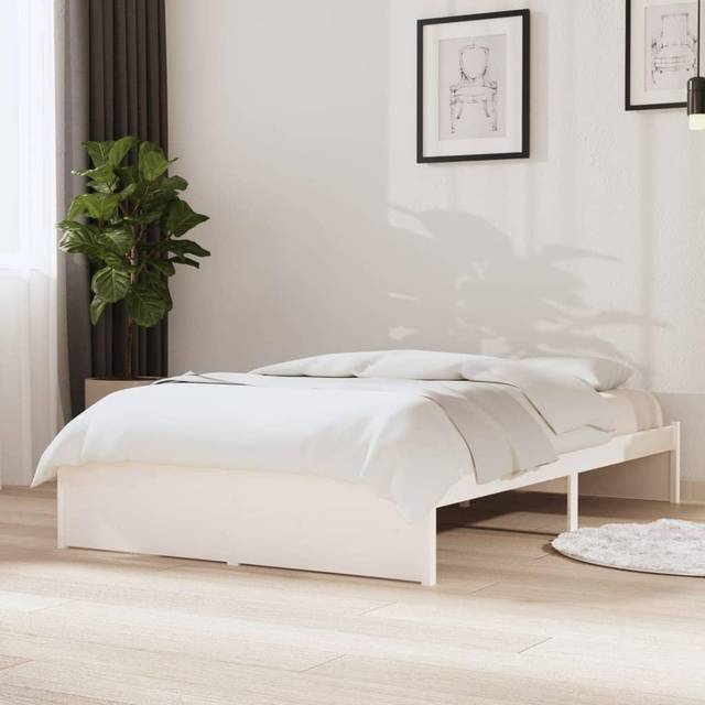 Bed Frame without Mattress White Solid Wood 120x200 cm Vidaxl