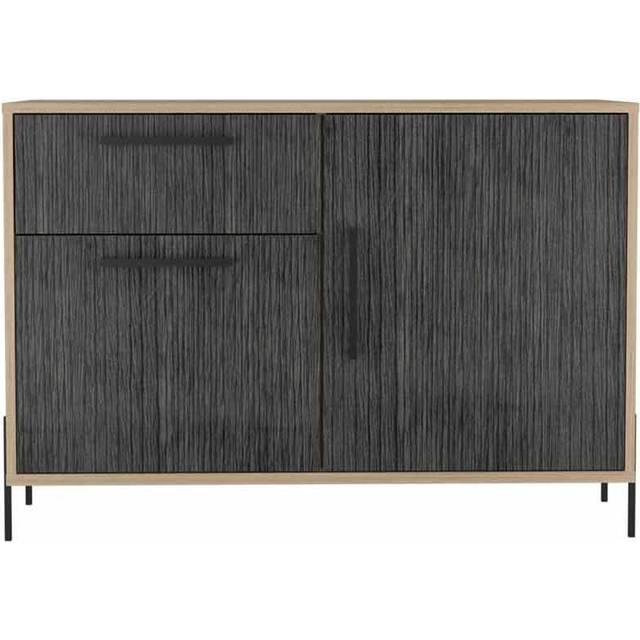 Harvard small sideboard with 2 doors and 1 drawer - Washed oak and grey - Brown