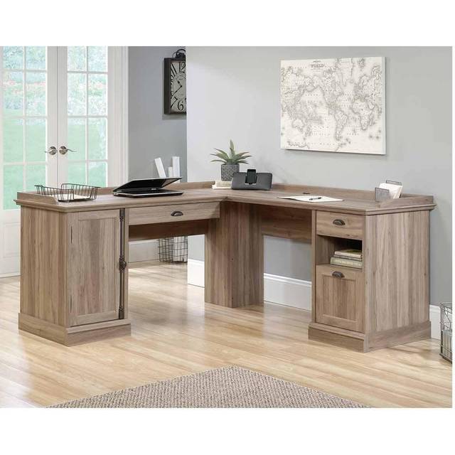 Teknik Office Barrister Home L-Shaped Desk, Salt Oak
