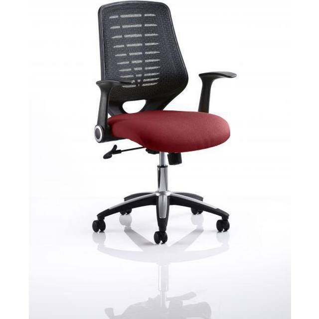 Relay Task Operator Chair Black Back With Folding Arms Bespoke Colour Ginseng Chilli