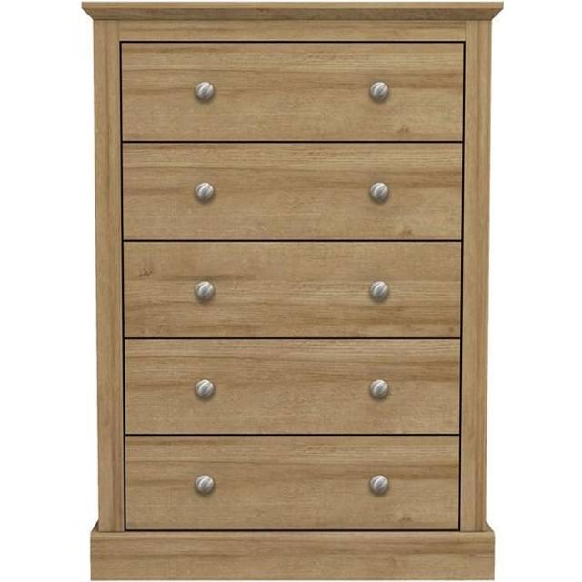 LPD Furniture Devon 5 Drawer Chest Oak, Brown