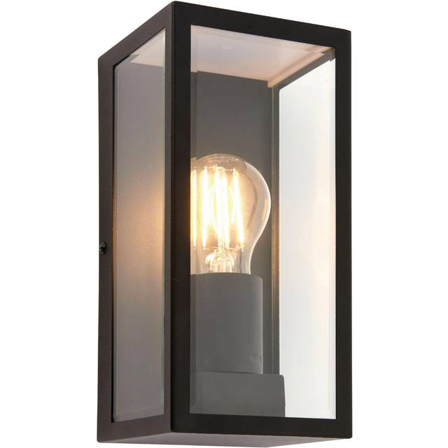 Saxby Lighting Breton - 1 Light Outdoor Wall Light Matt Black, Glass IP44 - 78757