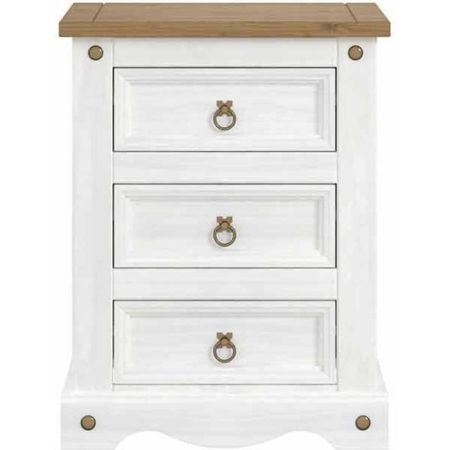 Corona White 3 Drawer Bedside Cabinet