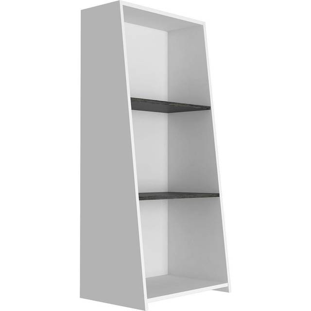 Dallas low bookcase with 3 shelves - White with carbon grey shelves