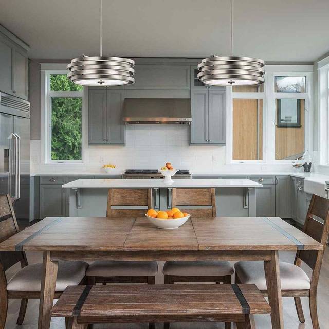 Elstead - Roswell - 3 Light Ceiling Round Pendant Brushed Nickel, E27