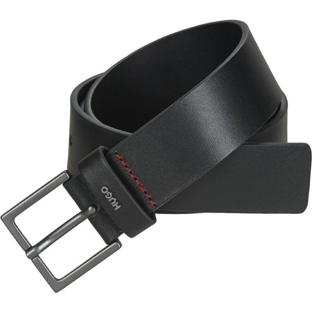 Men's HUGO Giove Sz35 Mens Smooth Leather Belt NOS - Black - Size: W36