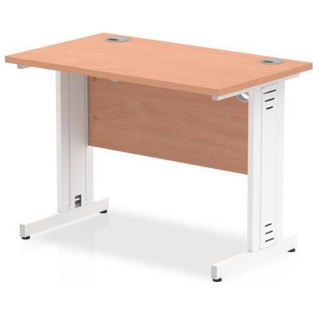 Impulse 1000 x 600mm Straight Desk Beech Top White Cable Managed Leg