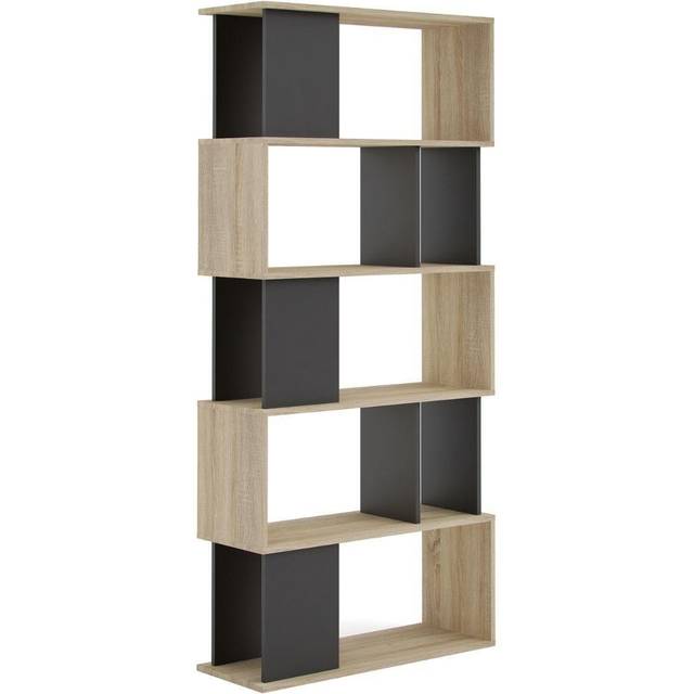 Maze Black and Oak Effect Open Bookcase