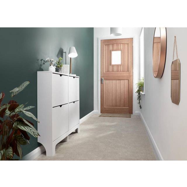 GFW White Narrow 4 Drawer Shoe Cabinet - 17 x 102 x 90cm
