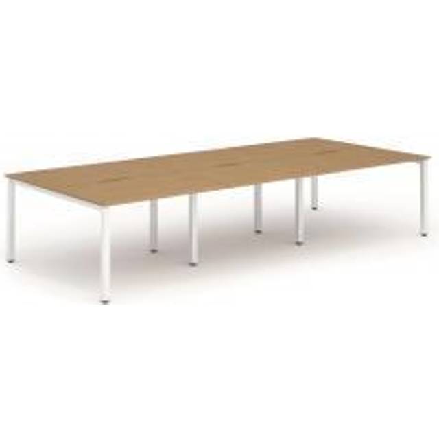 Evolve B2B White Frame Bench Desk 1200 Oak (6 Pod) - BE280