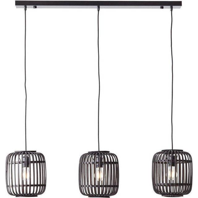 Endon 101698 Mathias 3 Light Pendant Dark Bamboo &amp; Plywood With Ma