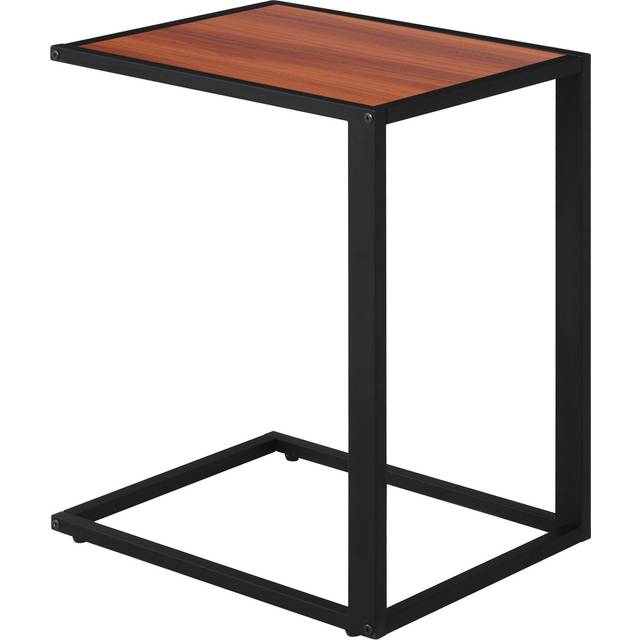 HOMCOM Industrial C-Shape Side Table with Steel Frame Foot Pads for Bedroom in Walnut - One Size