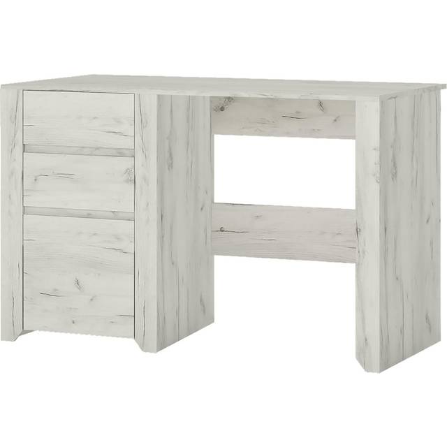 Angel 3 Drawer Desk In White Craft Oak Effect, White