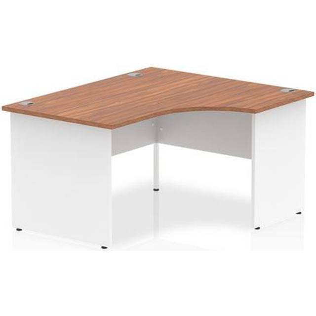 Impulse 1400mm Right Crescent Desk Walnut Top White Panel End Leg