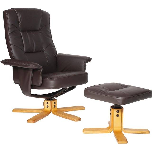 Alphason Drake Faux Leather Recliner with Footstool - Brown - ARC7595-PU-BR