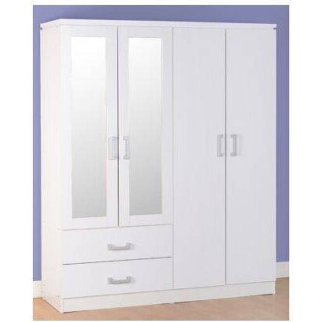 Charles 4 Door 2 Drawer Mirrored Wardrobe Oak Effect - Oak Effect Veneer - Brown