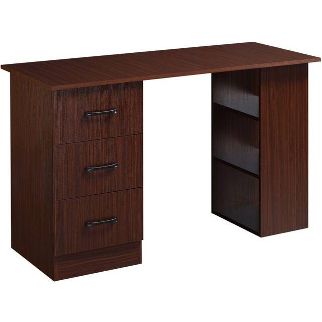 HOMCOM Computer Desk With Storage For Home Office Brown Wood Grain Finish, Brown