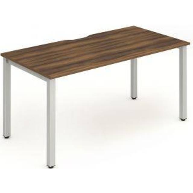 Evolve Single Silver Frame Bench Desk 1400 Walnut - BE132